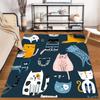 Colorful Cartoon Cat Pattern Carpet with Whimsical Feline Designs in Dark Blue Background Suitable for use as an anti-slip1 for1room and bedroom sofas