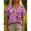 3D T-Shirt Flower Summer Women's T-Shirt Floral Pattern Bohemian Style Casual Short-Sleeved V-Neck Loose Women's Clothes