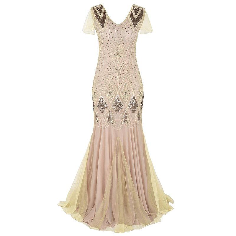 Sequined Dress Retro Dress Plus Size Banquet Party Dress Skirt Female
