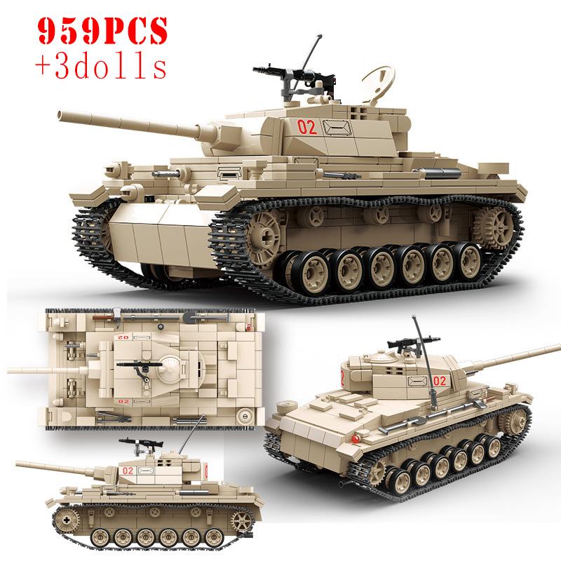 Vojenský Tank Panther PzKpfw III z druhé světové války Stavebnice WW2 Armádní Vojáci Zbraně Tiger I Těžké Tanky Kostky Dětská Hračka Dárek
