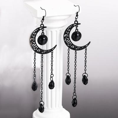 Vintage Gothic Vampir Hexe Schwarzer Mond Ohrringe für Frauen Neu Kreativ Halloween Party Personalisierter Schmuck Zubehör