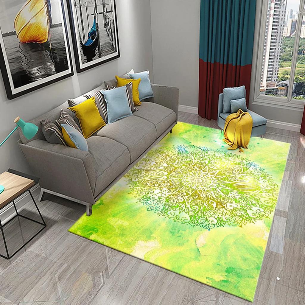 Barevný mandalový koberec Tajemné psychedelické květinové koberce pro dekoraci obývacího pokoje ložnice Podložka na podlahu Koupelnový protiskluzový koberec