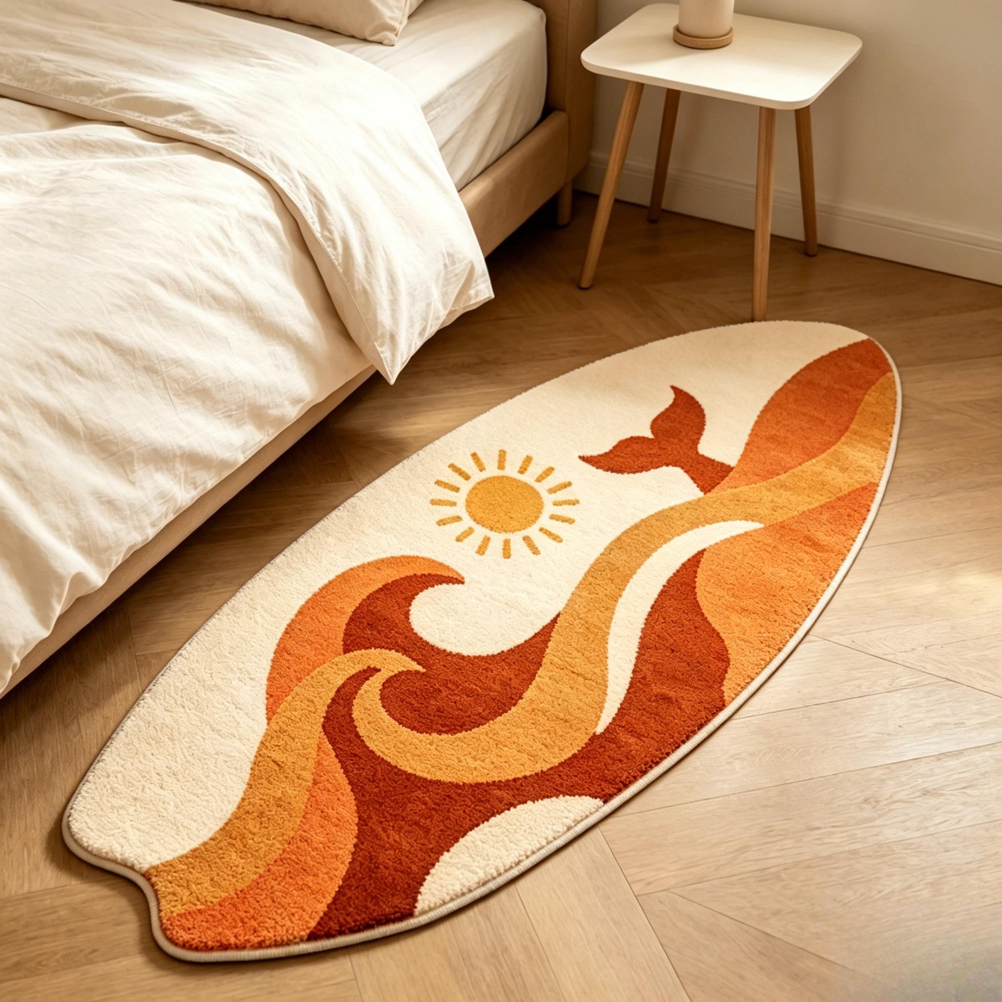 Tapis de sol moelleux doux en forme de planche de surf pour table de chevet Tapis de vestiaire Tapis créatifs pour salon Tapis épais en peluche pour décoration de chambre 40x100CM brown