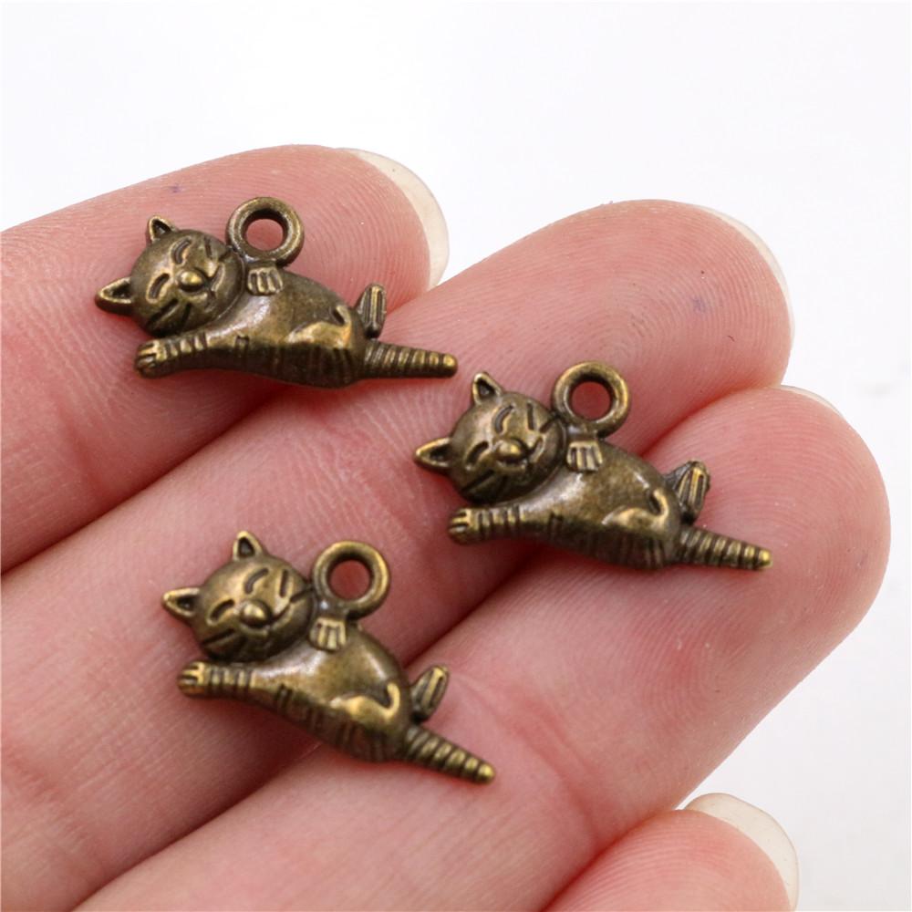 15pcs Cute Small Tiger Cat Charms Pendant 20x12mm Alloy Metal DIY Jewelry Making Accessories Findings for Necklace Earrings