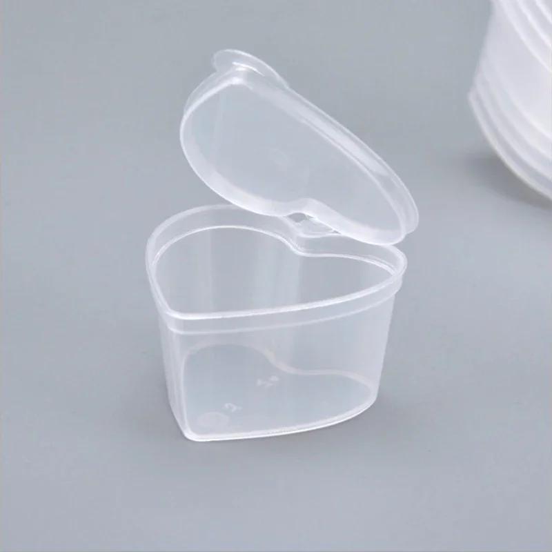 10PCS Creative Handmake Diy Heart-shaped 45ml Box PVC Transparent Plastic Box Household Kitchen Storage Box Fridge Organizer