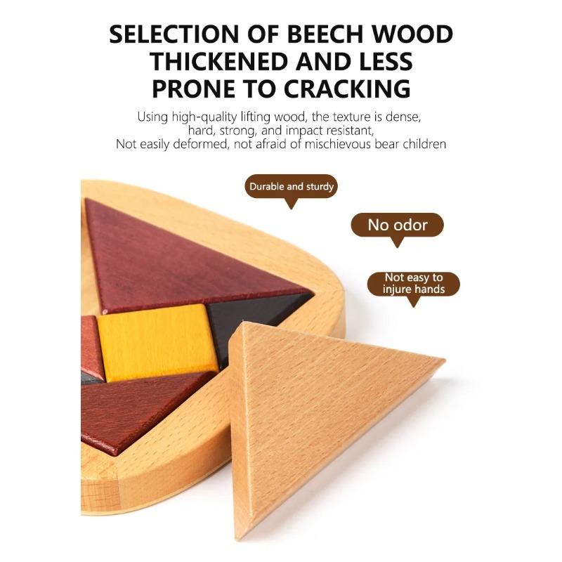 Montessori Wooden Toys Wooden Jigsaw Puzzle for Kids Tangrams Brainstorming Preschool Early Learning Children Logical Thinking