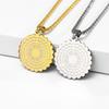 Engraved Sun Disk Pendant Necklace Women's Fashion Round Lace Pendant Necklace