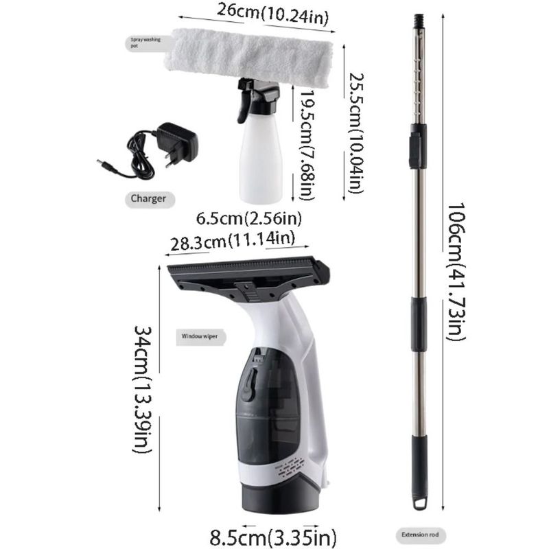 Portable Design Electric Window Cleaner Water Spray Function Powerful Suction Handheld Window Cleaner Cordless Operation