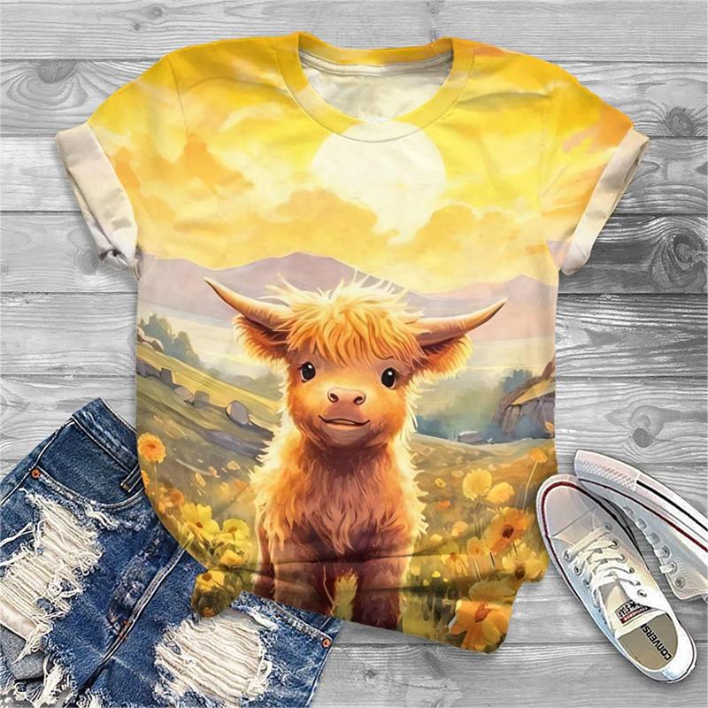 Fashion Animal Cow 3d Print T-shirt Women Fashion Short Sleeve Tshirt Girls Kawaii T Shirt Clothes Female 2000s Y2k Tops