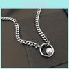 Elegant Titanium Steel Pearl Geometric Circle Necklace For Women Stylish Minimalist Design