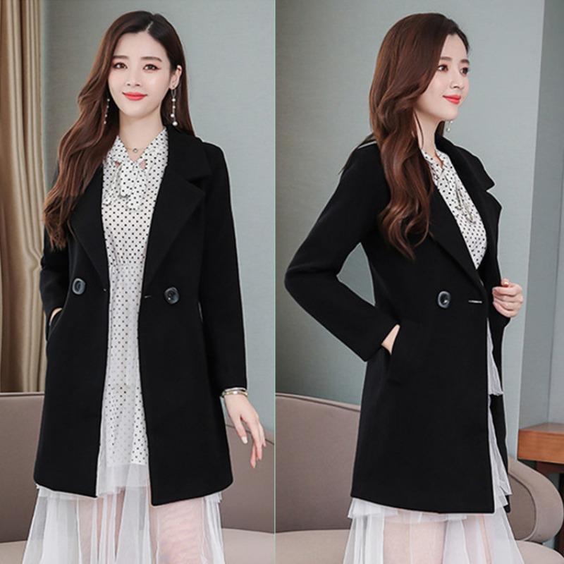 20 New Autumn and Winter Woolen Women's Coat Double-breasted Jacket Multi-color and Multi-size