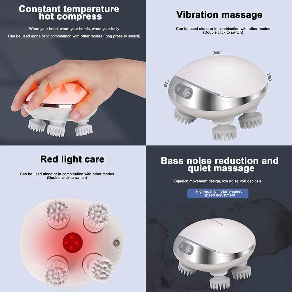 Elektrischer Haarwuchs Heißkompressen-Massagegerät Neu 360 Grad Kopfhaut-Entspannungs-Rotlicht-Massagegerät Kabelloses Intelligentes Kopfhaut-Massagegerät