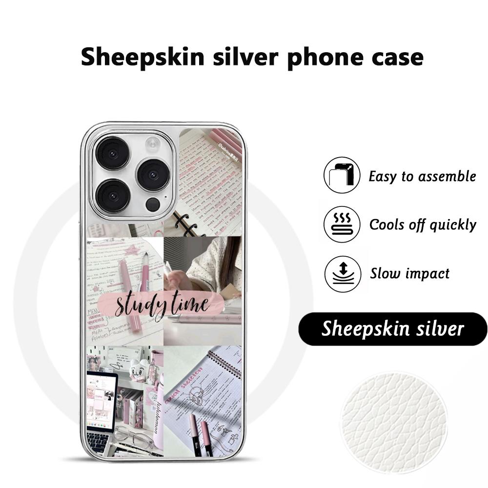 Studiennoten Mode Glück Poster Handyhülle für iPhone 16 15 14 13 12 11 Pro Max Schafsleder Silberrand Schutzhülle