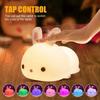 LED NightLights Silicone Rabbit Night Light with Remote Control Charging Colorful Atmosphere Lamp for Children Kids Holiday Gift