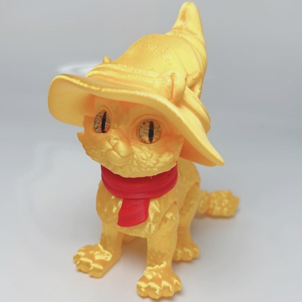 Big Eyes 3D Printed Cat Model Plastic Material Creative Sculpture Articulated Cats Doll 3D Printing Technology Realistic Design