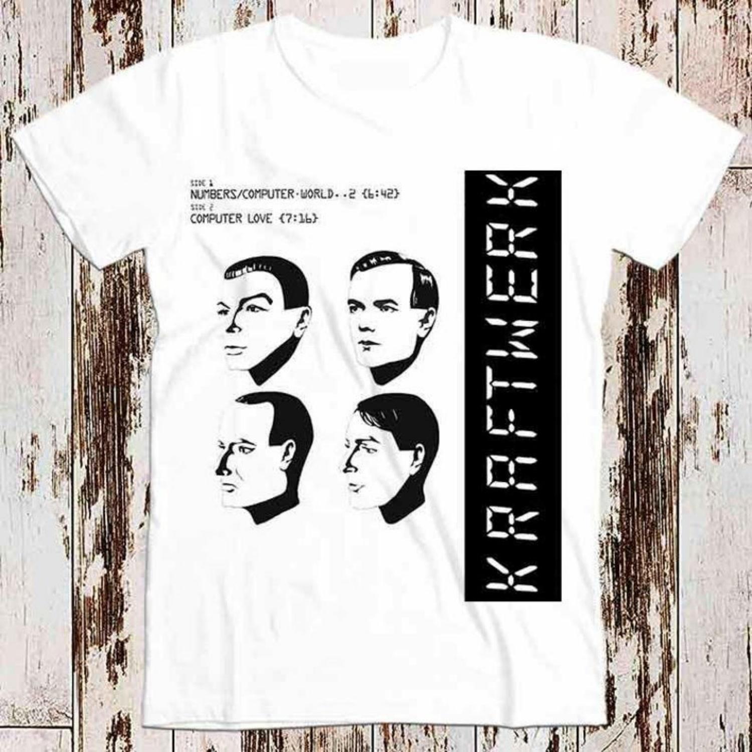 

230 г/м² 100% хлопок Kraftwerk промо-лейбл Computer World Love Cool Gift винтажная мужская женская футболка унисекс 8004 S чёрный