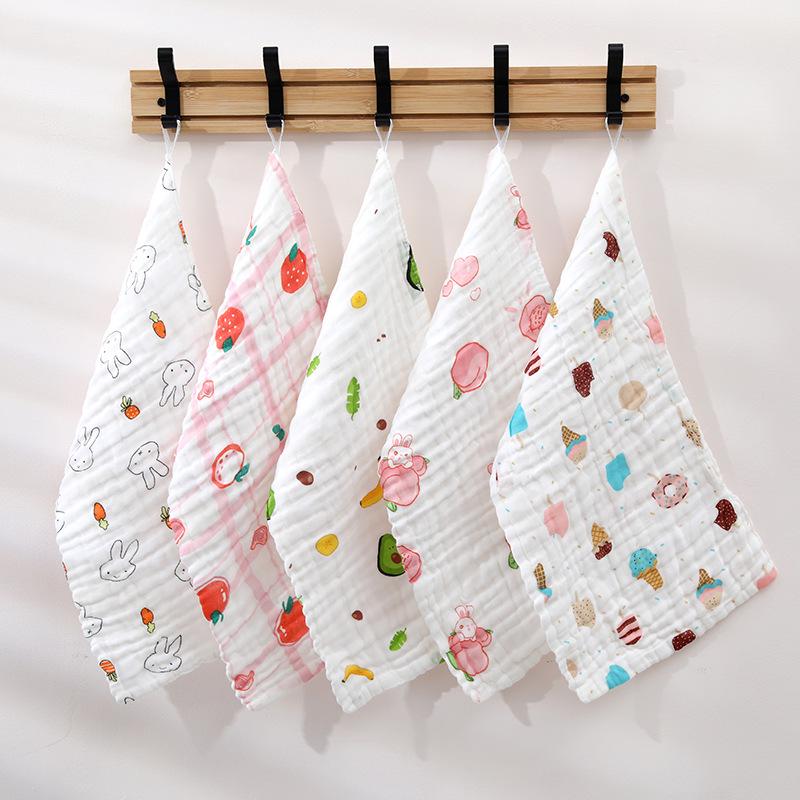 High-Density Pure Cotton Baby and Toddler Towel Set: Cartoon Drool Bib & Thin Hand Towel