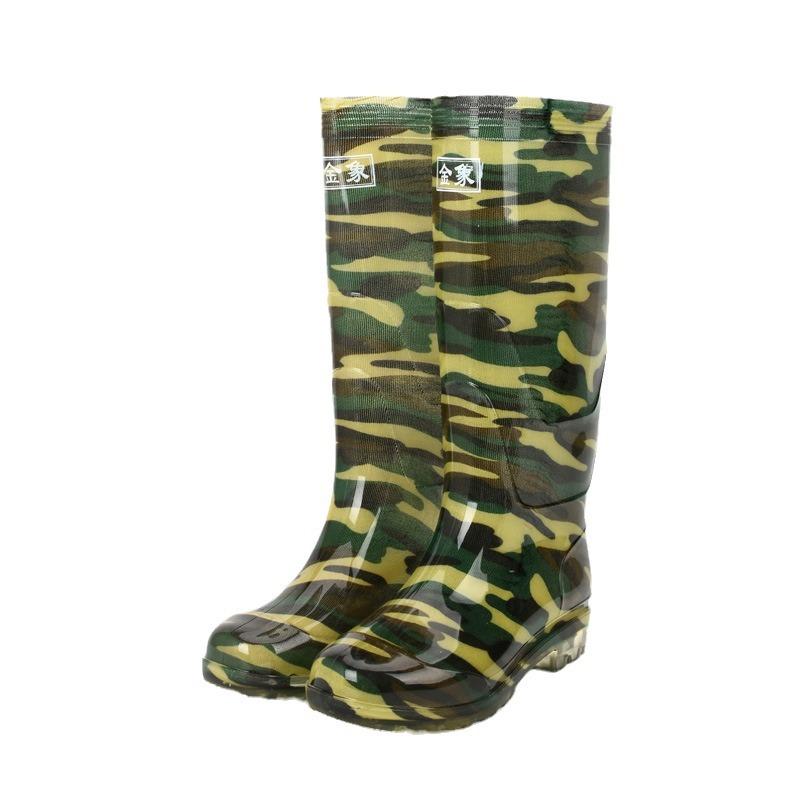 Water Shoes High Tube Camouflage Long Tube Rain Shoes Anti-men Rain Boots Velvet Water Boots Oil Rubber Shoes