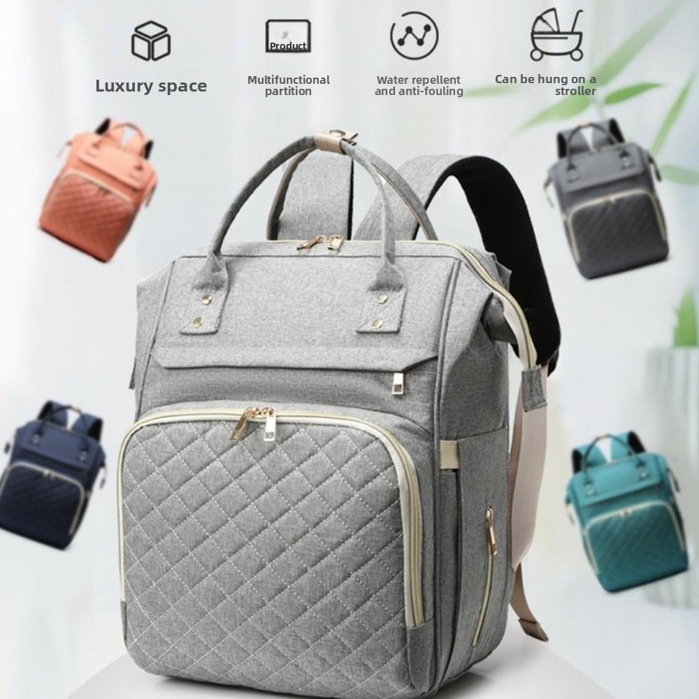 Solid Color Diaper Backpack Nylon Nappy Bagpack Multi-functional Mommy Bag  Maternity