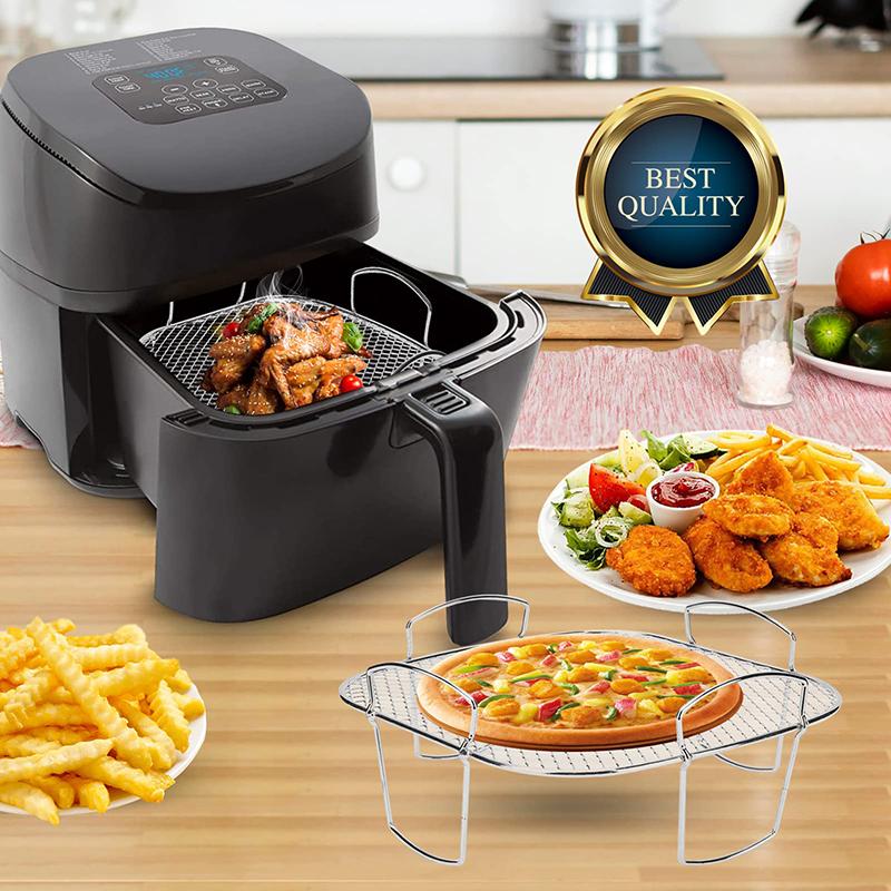8 Inch Square Air Fryer Rack BBQ Grill Holder Vegetable Fruit Dehydrator Rack Air Fryer Baket Accessories for Ninja Foodi