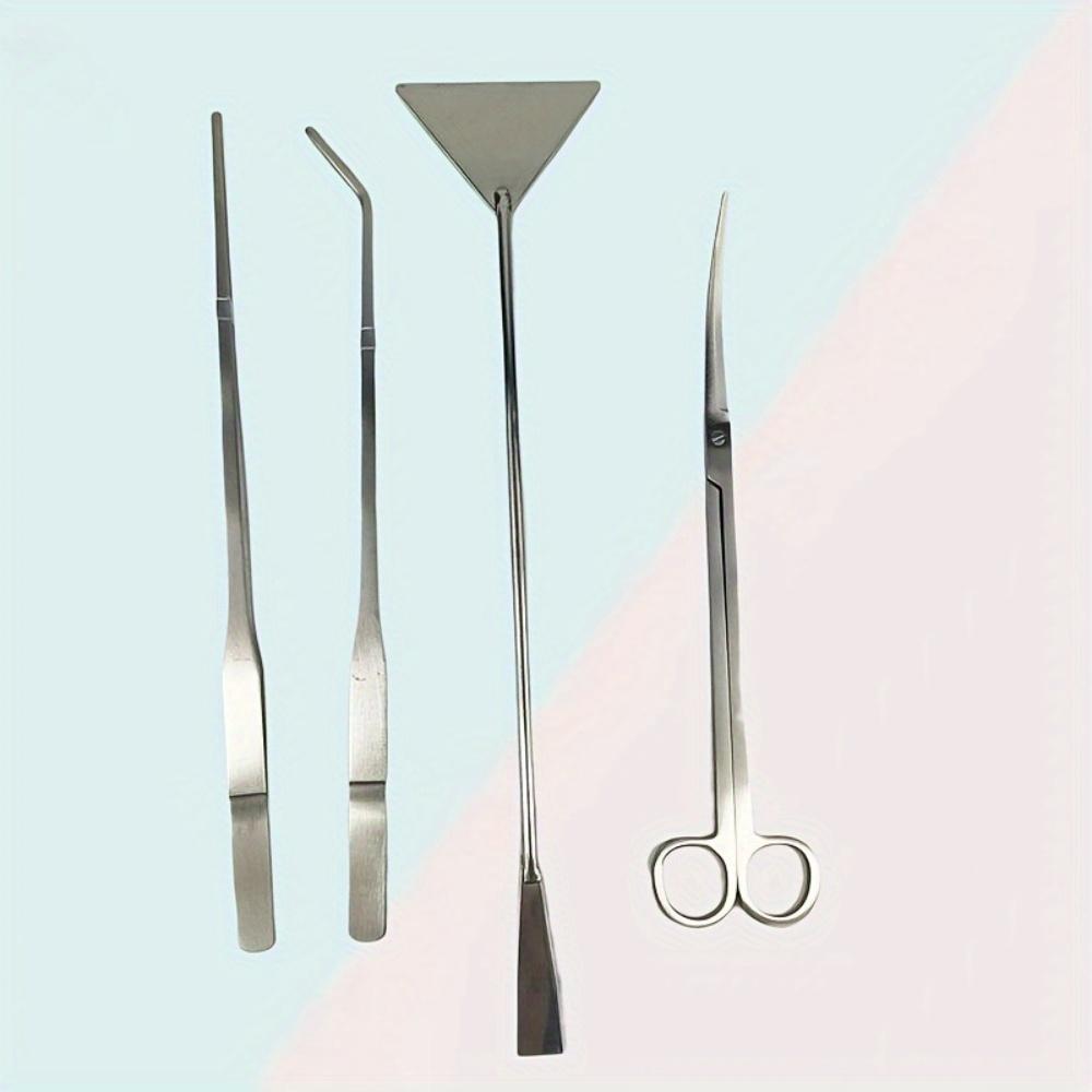

4 шт./компл., удлиненный пинцет из нержавеющей стали для водяной травы, зажим для травы, инструмент, прямой изогнутый пинцет, скребок для водорослей, лопатка, изогнутые ножницы для водяной травы