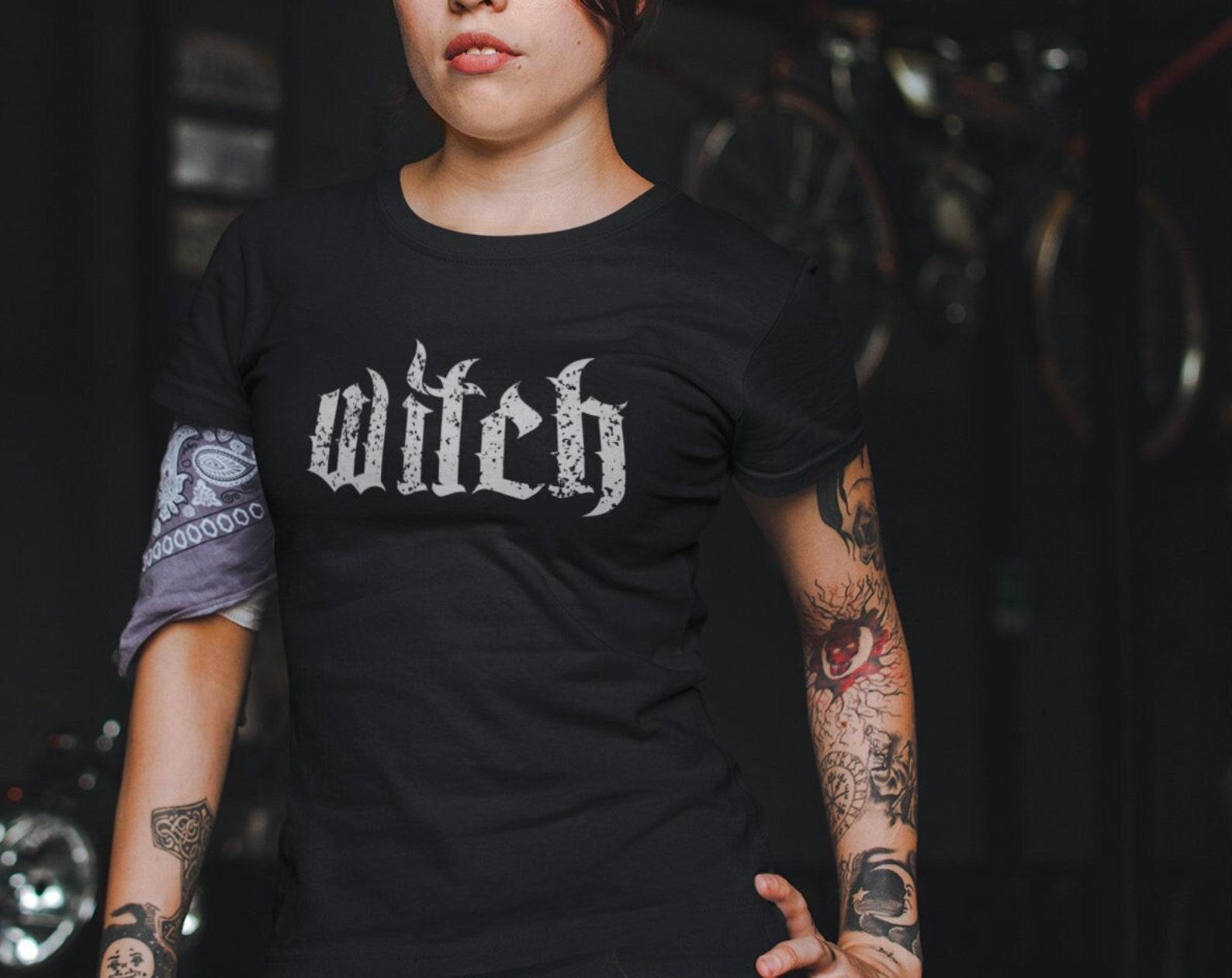 Witch T-Shirt: Hand-Drawn Wiccan Pagan Symbol Tee S