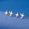 S925 Sterling Silver Tetragonal Star Stud Earrings Women'S Niche Design Star Asymmetric Earrings High-End Trendy Men'S Earrings