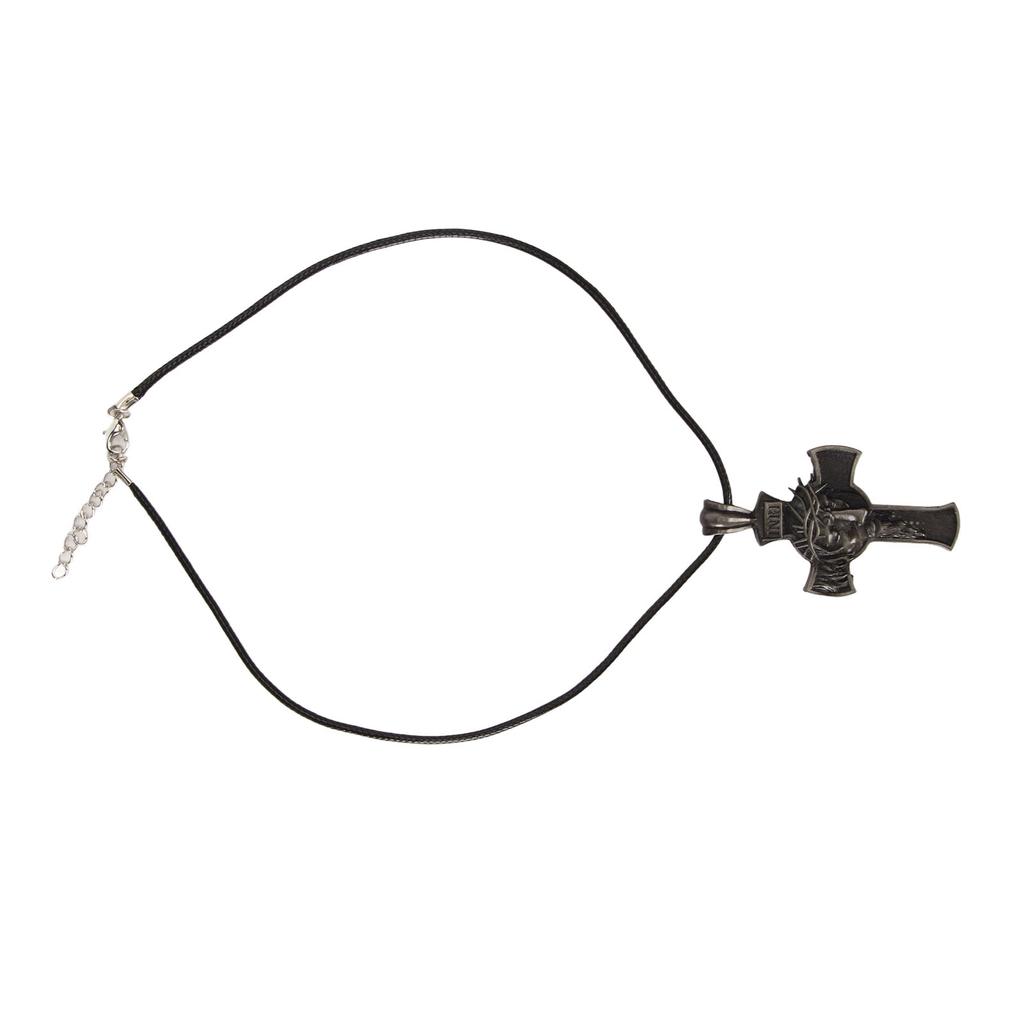 Cross Face Pendant Necklace Vintage Hypoallergenic Stainless Steel Christ Necklace for Men