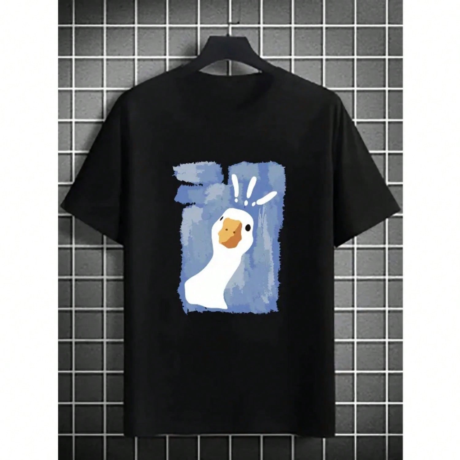 Plus Size Fashion unisex Summer Printed Casual Harajuku Pattern T-Shirt Question Mark Duck Printed Fashion Chic T-Shirt S разноцветный