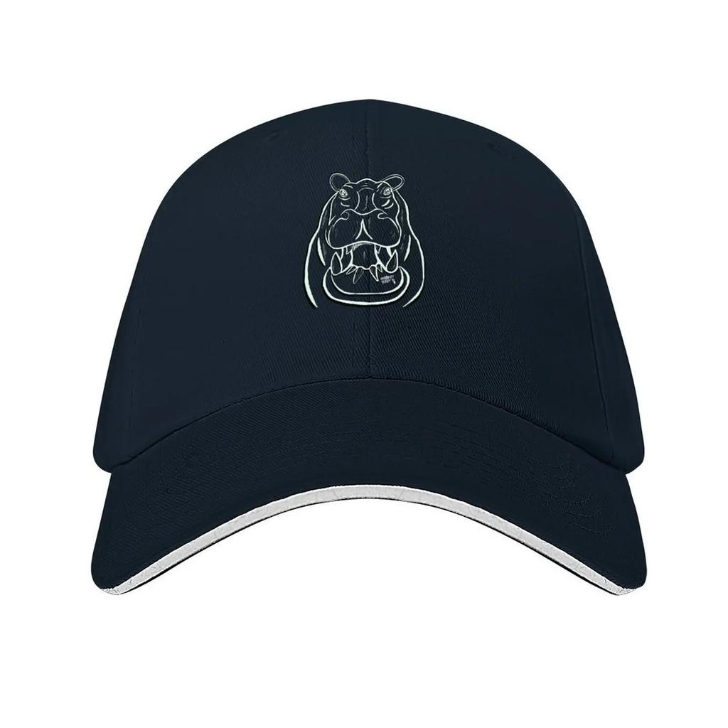 Outline Hippo Head Baseball Cap Golf Hat Sunscreen Beach Hat Tactical Cap Baseball Unisex Women's