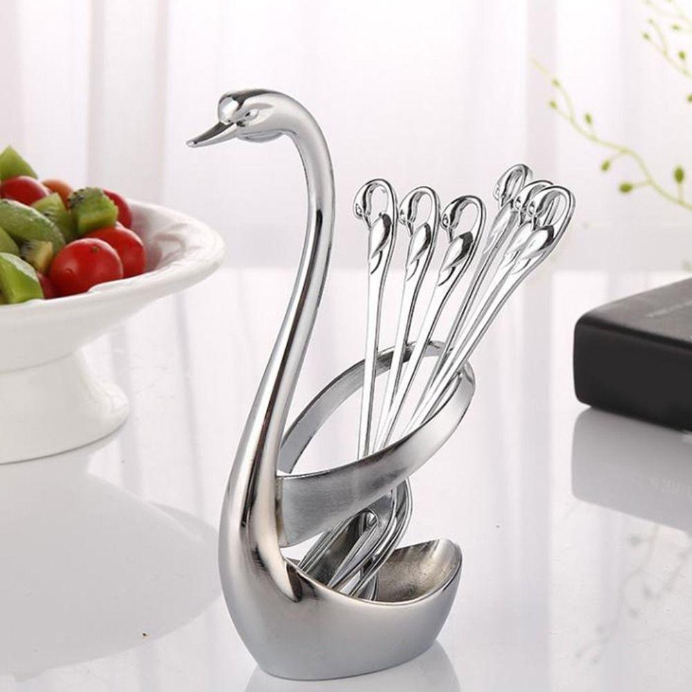 Zinc Zinc Zinc Alloy Swan Shape Cutlery Holder Anti-Rust Swan Tableware Holder  Kitchen