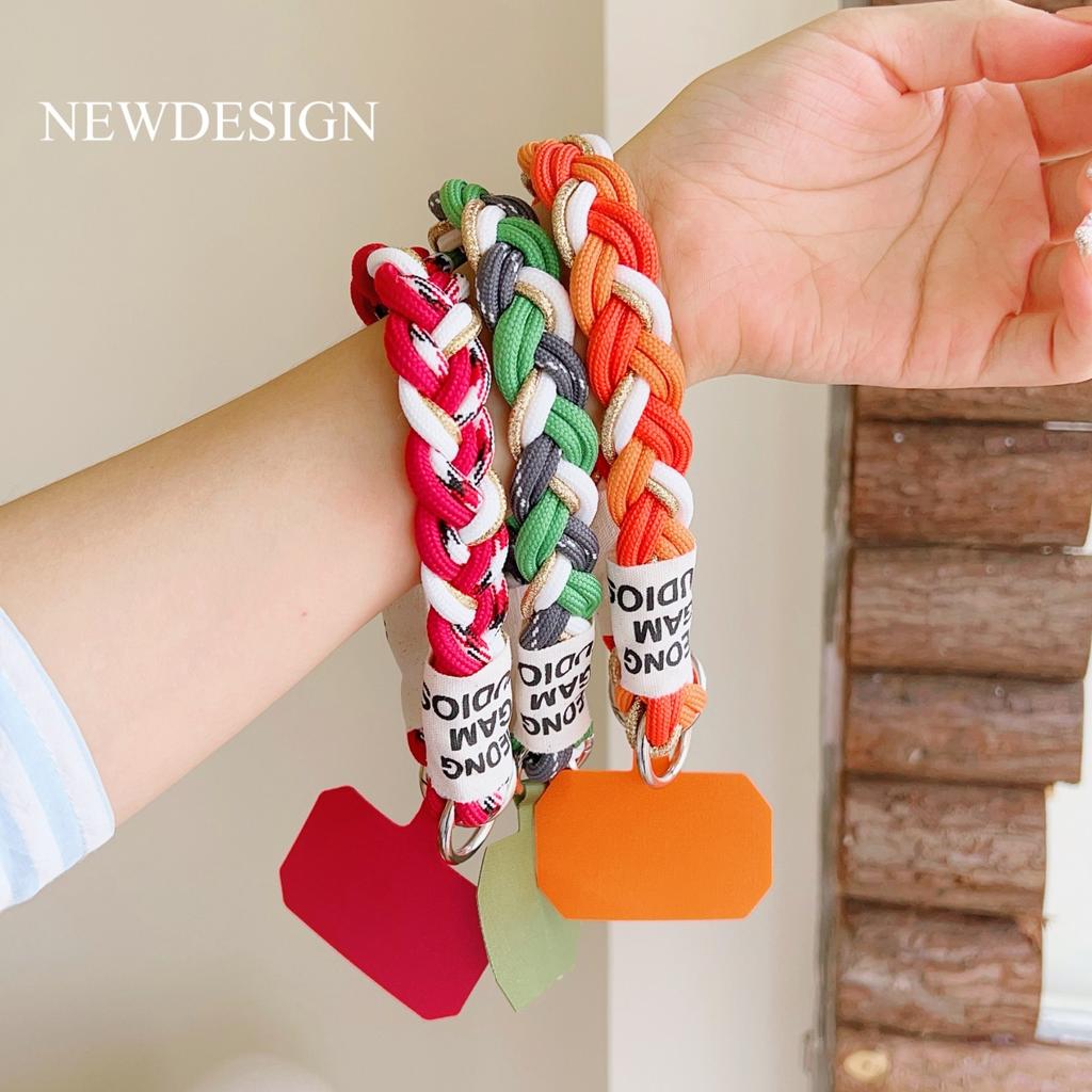 Cute Coloful Knitted Gold Wire Lanyard Phone Strap Keycord Hanging Trousers Accessories Stylish Anti-loss Keychain Wrist Rope