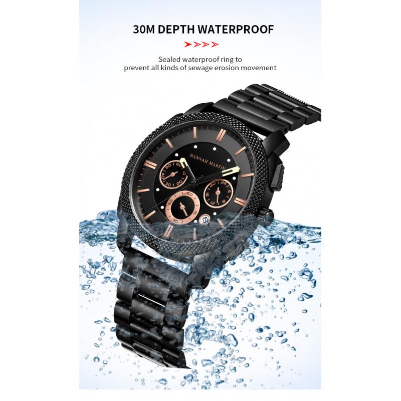 New Fashion Multifunctional Chronograph Waterproof Quartz Watch Three Eyes Sports Watch Calendar Watch