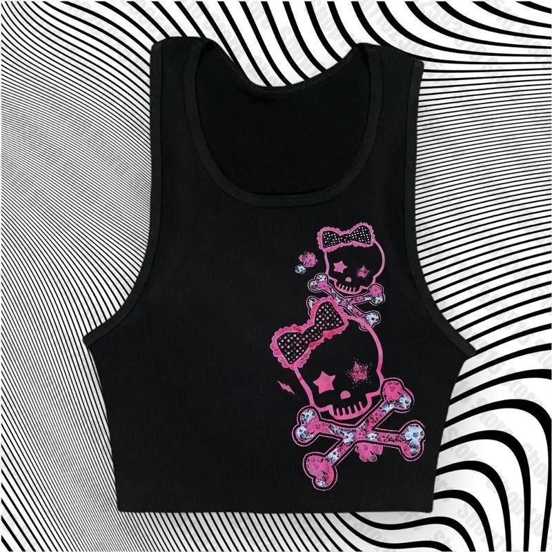 2000er y2k Harajuku Neues Modell Geripptes Tanktop Streetwear Trendige Persönlichkeit Kleidung Ganzjahreskleidung Unisex Bequem Kurz Weich