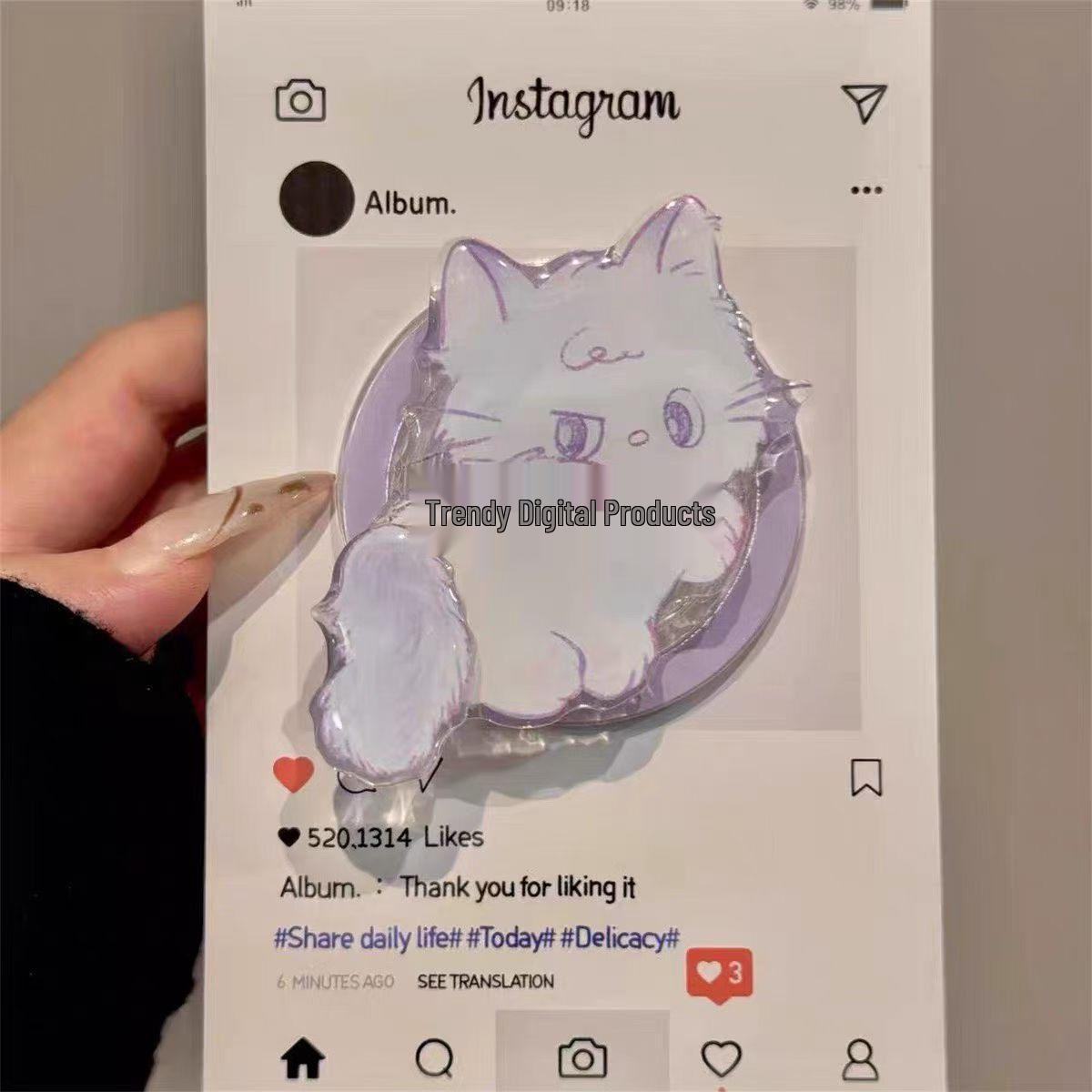 

Rotating Purple Cat Magsafe-Compatible Magnetic Phone Holder with Retractable and Foldable Airbag for Women