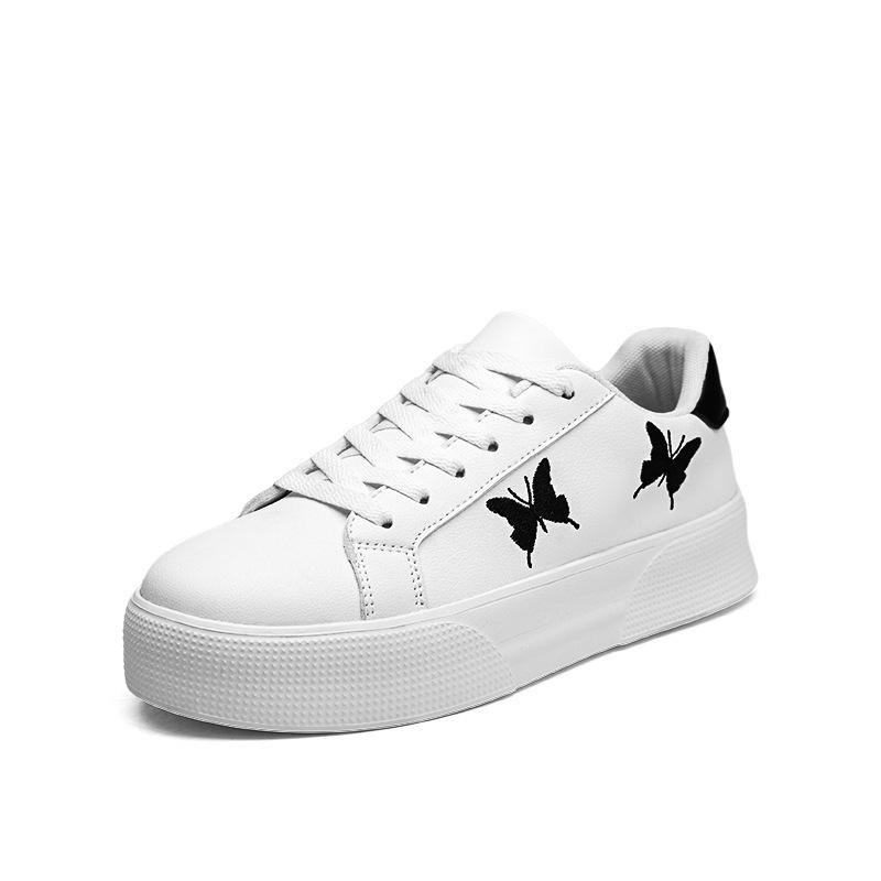 Spring And Autumn Large Size Women'S Shoes Color Matching Flat Bottom Lace-Up Board Shoes Women'S Versatile Casual Sports Shoes Low Top White Shoes