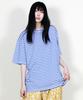 Deumakeu Oversized Striped Short Sleeve T-Shirt Blue