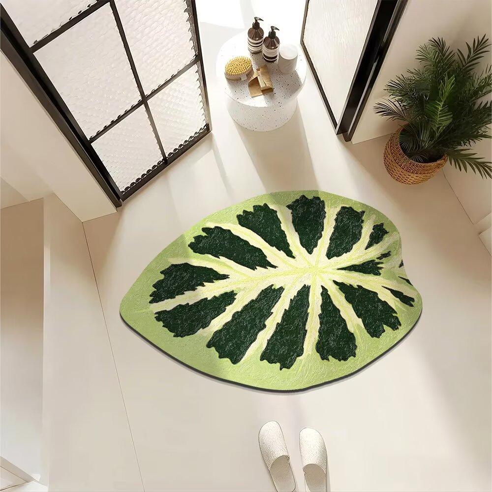 Toilet Entrance Absorbent Floor Mat Plantain Leaf Diatom Mud Bathroom Floor Mat Shower Room Washbasin Quick Drying Non-Slip Mat
