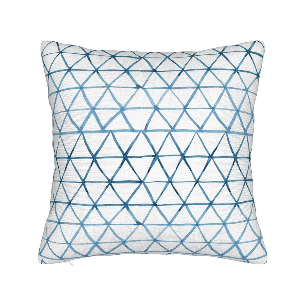 Geometric Shaped Blue Doodles Pillowcase Cushion Cover Geometric Ink Blue Throw Pillow Case Cover Home Zipper 40*40Cm