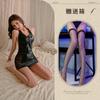 Night listening incense V-neck hanging neck pure desire sexy low-cut scheming PU tight skirt hip dress sexy underwear women