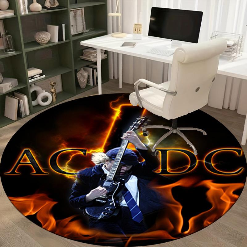 1pc AC/DC Music Band Logo Home Office Outdoor Round Carpet Gift Decorative Rug MatRC2704