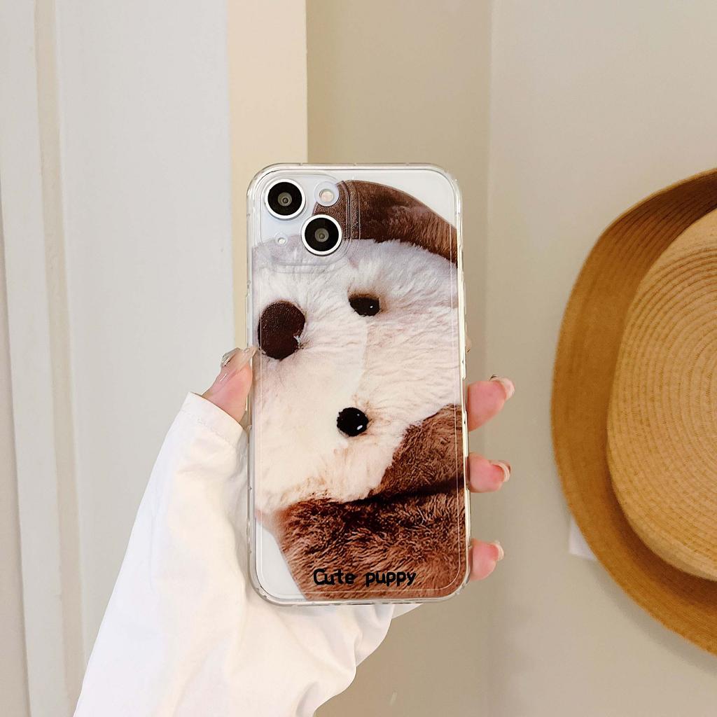 Funda de Teléfono Suave de Silicona con Dibujo de Perro Animal Encantador Ins Oreja Marrón Cachorro Lindo Para Iphone 13 11 Pro Max X Xr Xsmax 8 7 Plus 12 Mini