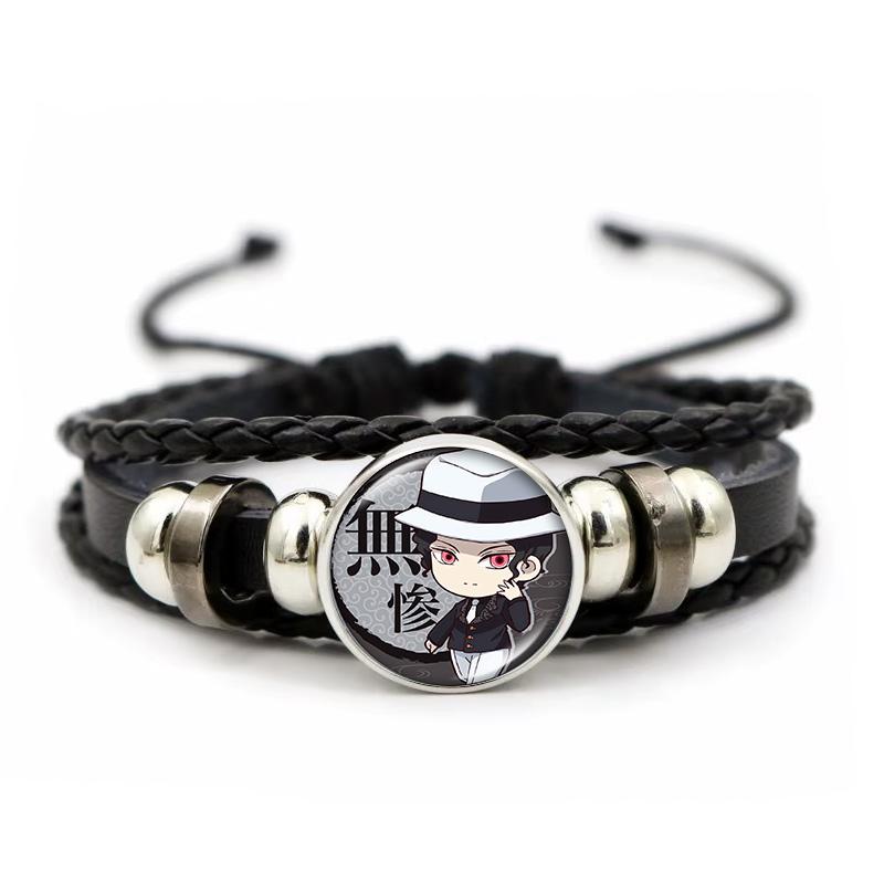 Anime Peripherie Demon Slayer Geflochtenes Armband Kamado Nezuko Zeitjuwel Glas Handgefertigt Ledergeflecht Paar-Armbänder