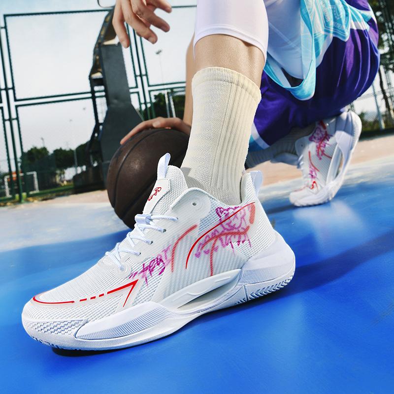 Luminous basketball shoes men's and women's combat boots rubber sole mesh middle school students teenagers middle school children sports shoes