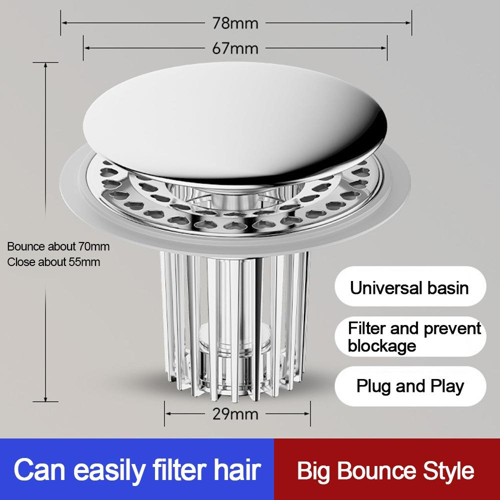 Plastic Floor Drain Filter Mesh Hair Trap Anti-clog Washbasin Bounce Core Sealing Cover Multifunctional Sink Strainer