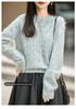2026 Autumn/Winter Women's Cashmere Wool Cable Knit Cardigan Sweater, Round Neck, Long Sleeve, Brushed Yarn.