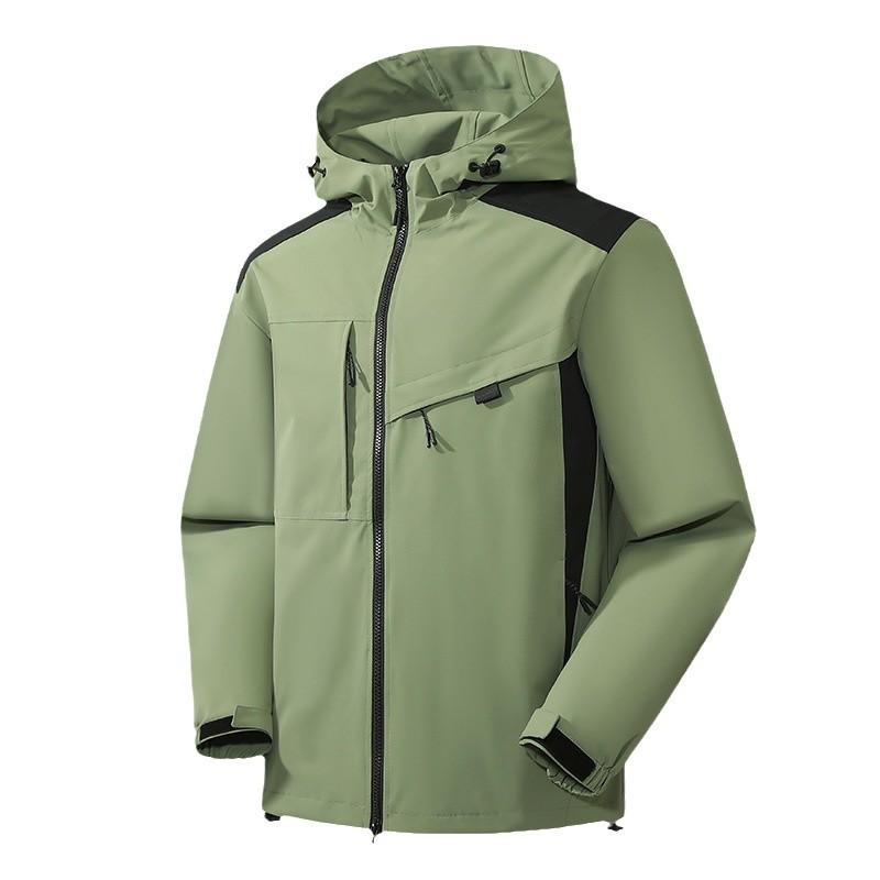 Outdoor Hooded Charging Clothes Men's Tooling Jackets, Spring and Autumn Men's and Women's Windproof and Waterproof Hiking Suits
