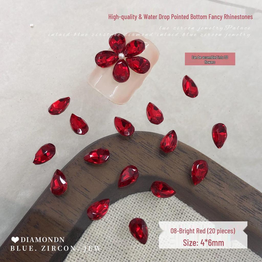 Peony Rhinestone Nail Art: Sparkling Crystal Five-Petal Flower Press-On Decorations