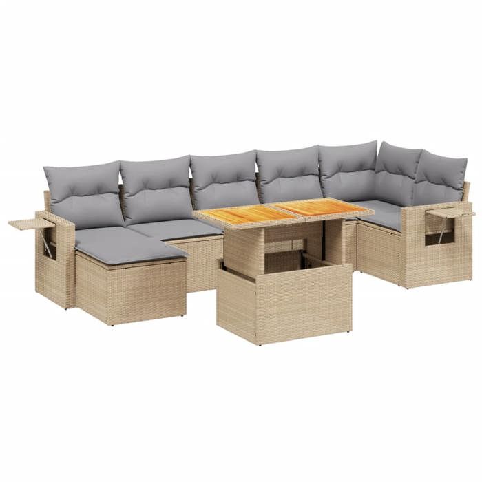 VidaXL Salon de Jardin avec Coussins 8 pcs, Canapés de Terrasse, Ensemble de Meubles de Patio, Mobilier d'Extérieur, Beige 3271864