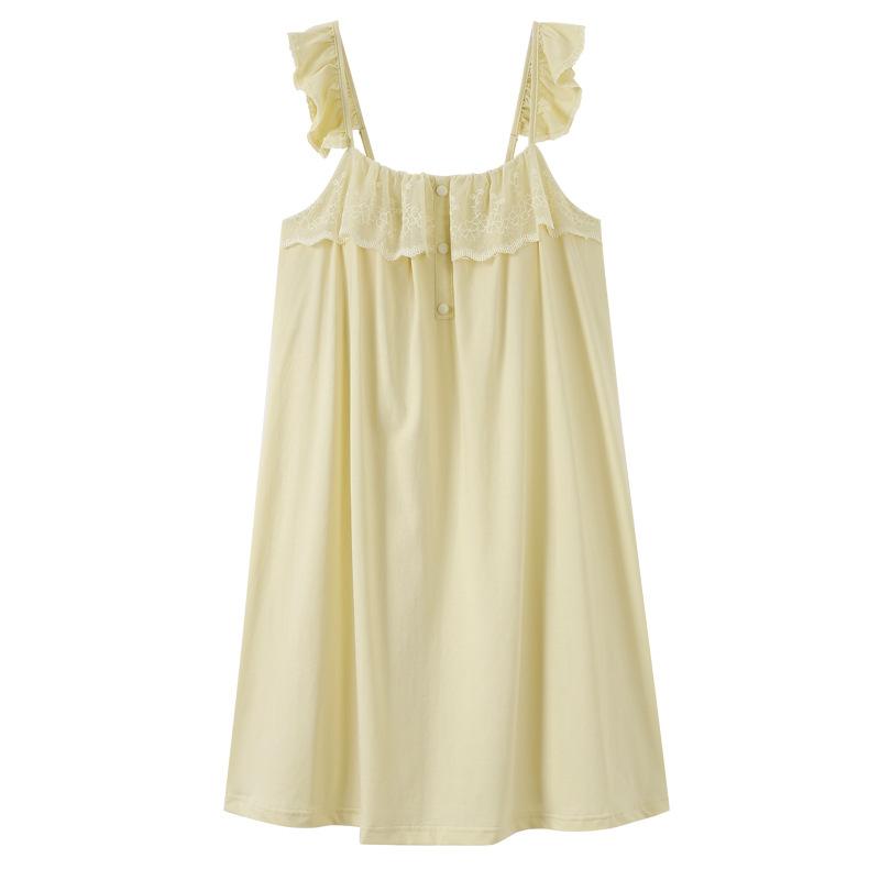 Sleeveless Nightdress with Chest Pad, Women's Summer Cotton Vest Pajamas 1011 New Loose Outer Dress for Pregnant Women